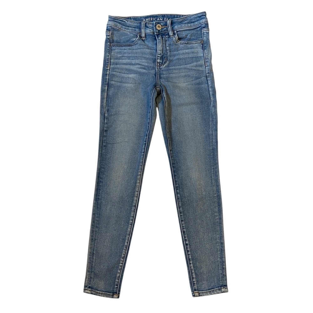 AEO Hi Rise Skinny Jegging Stretch Denim Jeans Light Blue Wash Size 4 Short